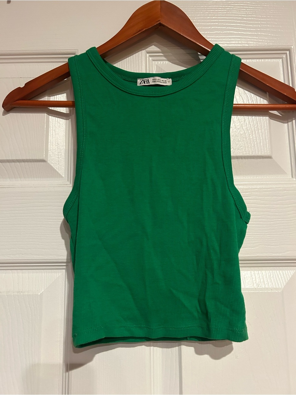 ZARA Green Ribbed Sleeveless Crop